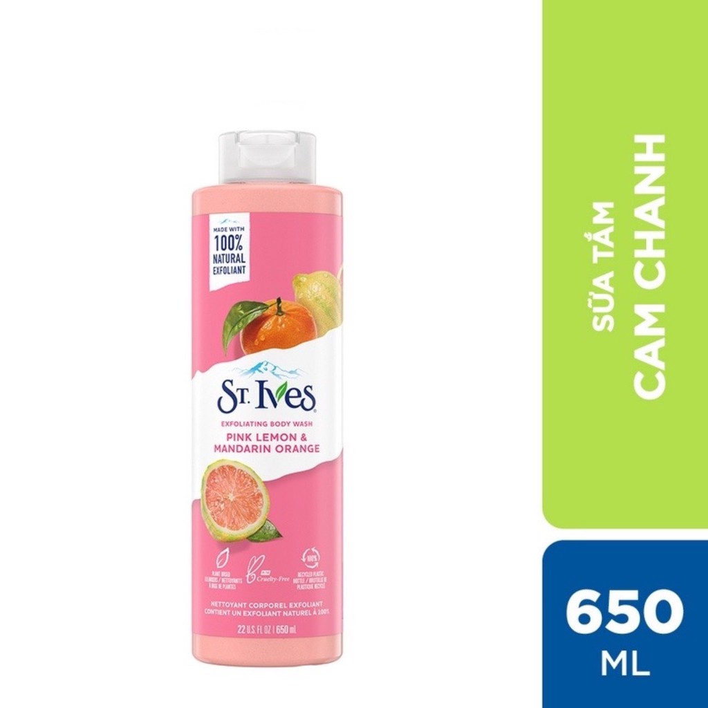 COMBO Sữa tắm St.ives Cam Chanh [650ml]  + Sữa dưỡng thể St.Ives Vitamin E và bơ [621ml]