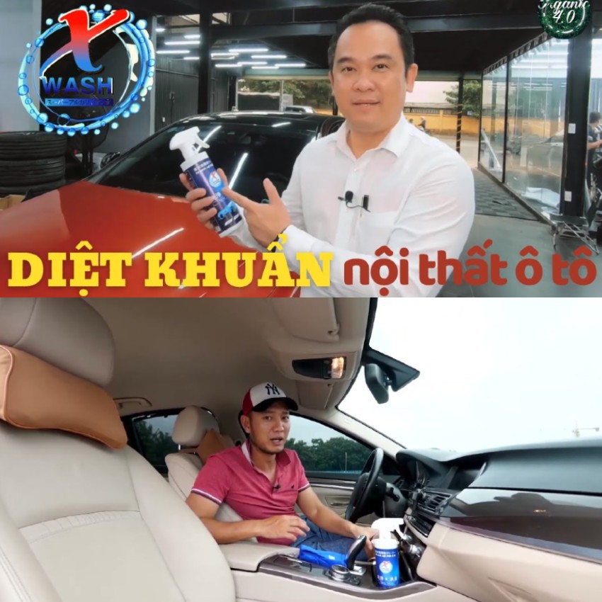 [CHÍNH HÃNG][TẶNG KHĂN LÔNG CỪU]  XWASH - DUNG DICH VỆ SINH NỘI THẤT Ô TÔ VÀ NHÀ BẾP CAO CẤP, CÔNG NGHỆ ION, KO HÓA CHẤT