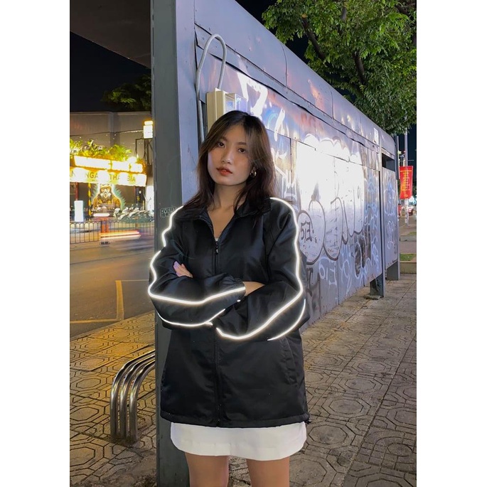 Áo khoác Jacket dù 2 sọc Phản Quang ( chất dù 2 lớp )
