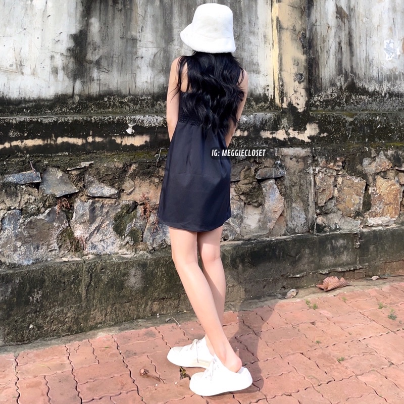 Đầm 2 dây lưng chun