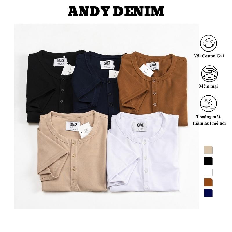 Áo thun polo nam cộc tay cổ tròn có cúc, áo phông nam tay ngắn chất liệu cotton cá sấu co dãn 4 chiều, thấm hút mồ hôi