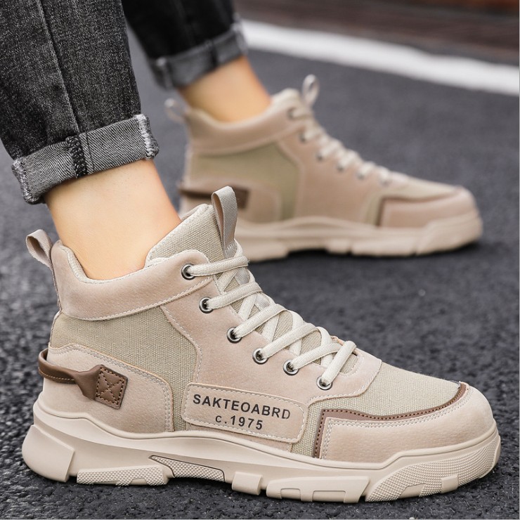 Giày sneaker nam cổ cao, giày bốt nam da phối vải thoáng khí bền đẹp  SP-396 | BigBuy360 - bigbuy360.vn