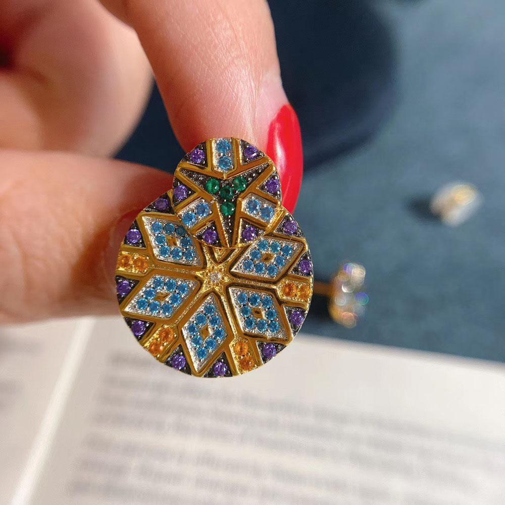 Khuyên Tai Tròn Nhiều Màu Sắc Phong Cách Bohemia Ấn Độ WMES15H