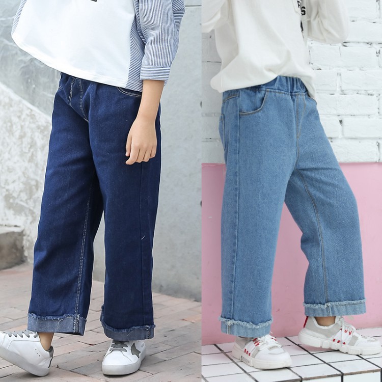 Sale 70% Quần jeans dài phong cách Hàn Quốc thời trang cho bé gái, Wathet,150 Giá gốc 360,000 đ - 77B147