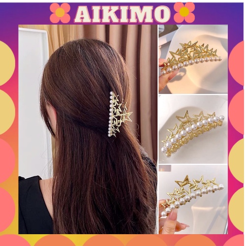 Kẹp tóc Hàn Quốc đính đá Aikimo Kẹp tóc càng cua ngôi sao kim loại Cặp tóc thời trang xinh sang chảnh hottrend KNS
