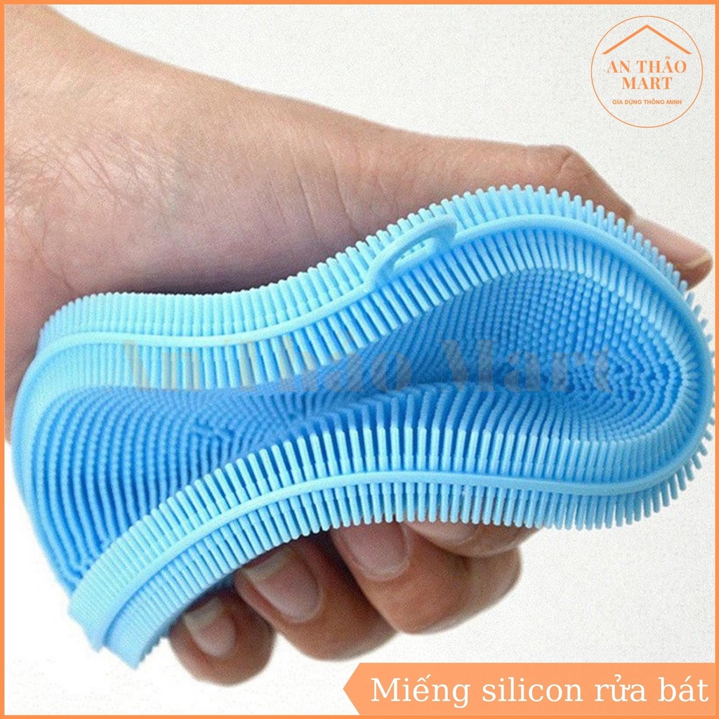 Miếng Rửa Bát, Rửa Chén Xoong Nồi Silicon Siêu Sạch Có Móc Treo Tiện Dụng