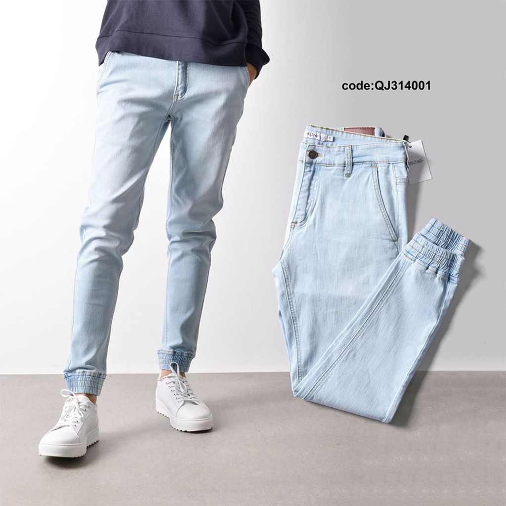 Quần jogger jean nam màu đen và màu xanh bạc