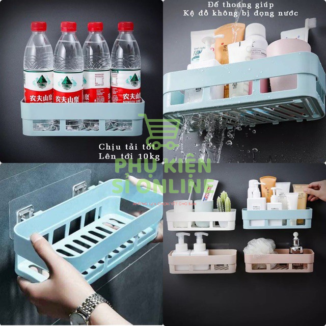 Kệ nhựa hình chữ nhật dán tường không cần khoan lỗ, chịu lực tốt (26 x 10) Store4girls