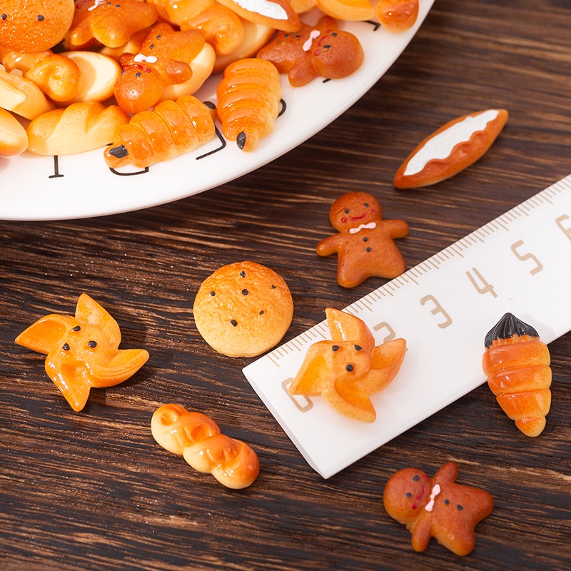 Set 10 phụ kiện hình bánh mì bánh quy dành cho trang trí điện thoại DIY