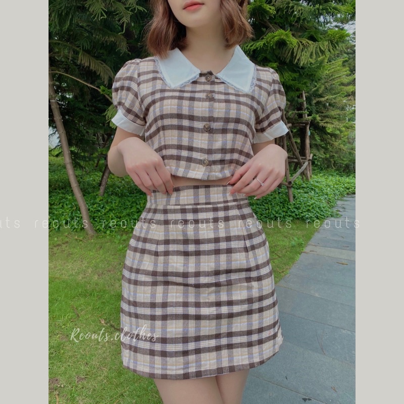 Set váy áo croptop cổ phối ren Thời trang nữ Reouts | BigBuy360 - bigbuy360.vn