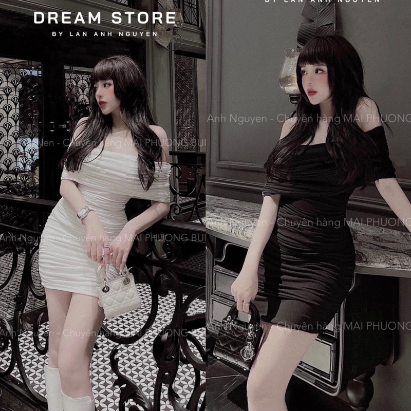 Váy Len Rúm Body Trễ Vai Kèm Quần Váy 2 Màu Siêu Xinh Có Ảnh Thật Kèm Video