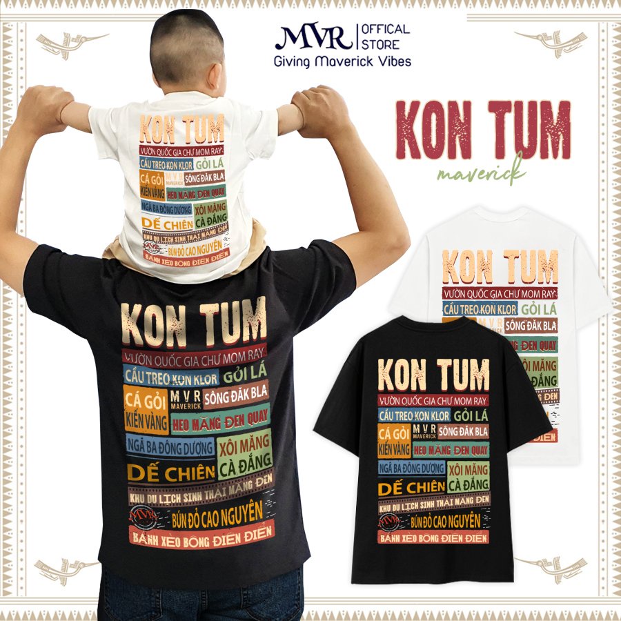 Áo thun Kon Tum in 2 mặt Unisex ao cặp gia đình phông rộng big size cotton fact UNDER MVR BB4174