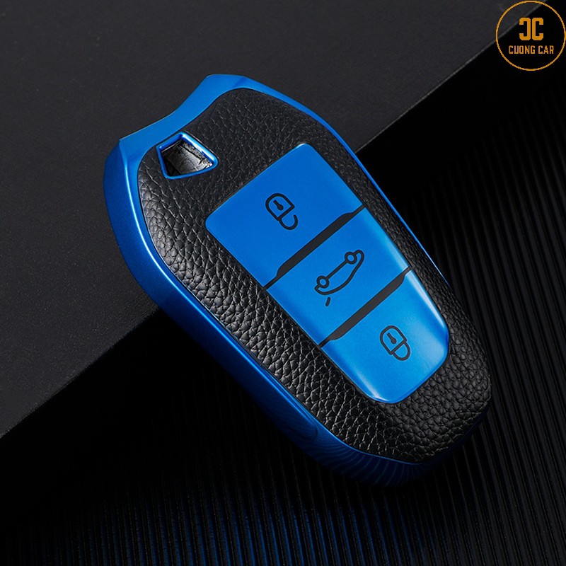 Ốp chìa khóa xe hơi Peugeot 3008, Peugeot  4008, Peugeot  2008, Peugeot  5008,... chất liệu Da Tpu
