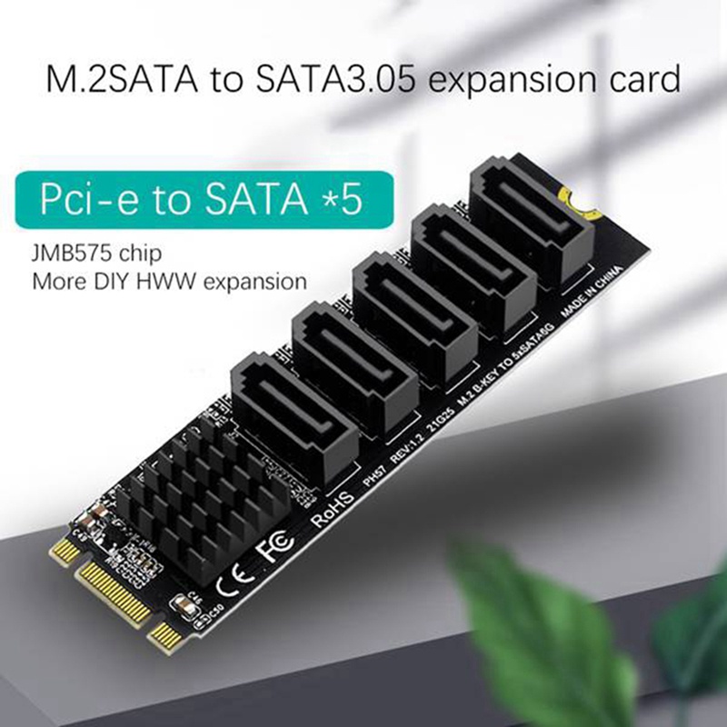 Card Mở Rộng M.2 NGFF B-Key SATA 5 Cổng 6Gbps JMB585