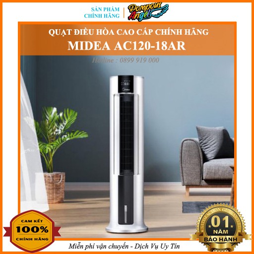 [CHÍNH HÃNG] Quạt điều hòa tháp không cánh điều khiển từ xa MIDEA 120AC-18AR có bánh xe, bảo hành 12 tháng toàn quốc