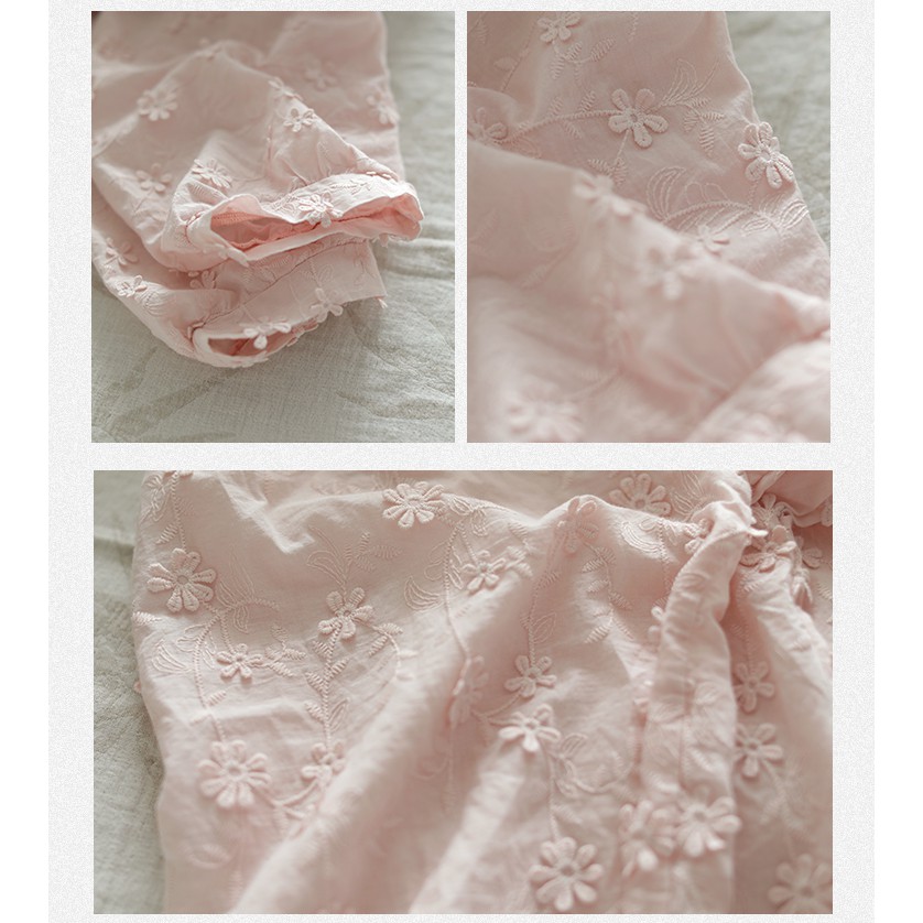 Áo vải linen thêu hoa nổi form rộng | BigBuy360 - bigbuy360.vn