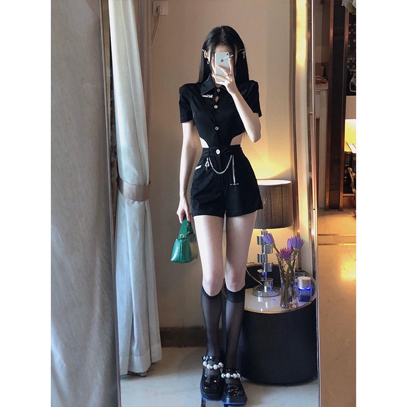 Bộ Trang Phục Hai Mảnh Gồm Áo Dáng Ngắn Và Quần Short Lưng Cao Phong Cách Thời Trang Mùa Hè Hàng Mới 2022 Dành Cho Bạn Nữ