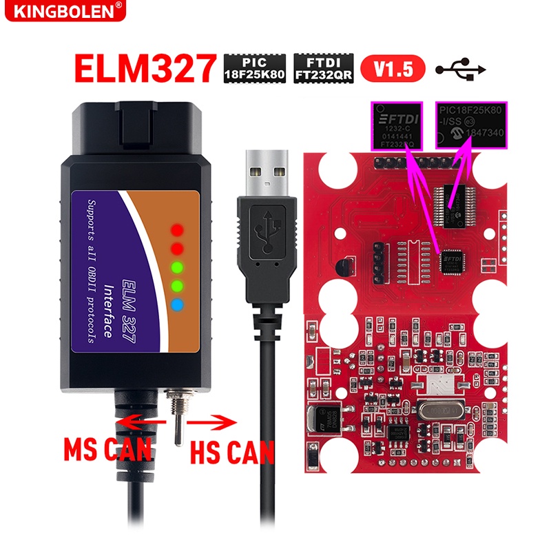 Thiết Bị Quét Mã Công Tắc elm327 USB FTDI Cho Máy Scan Mã Công Tắc Choscan ELMconfig HS CAN Và MS CAN super mini elm327 obd2 v1.5 BT elm 327 wifi