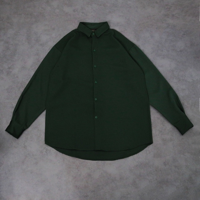 Sơ mi xanh green trầm 1.3 chất đẹp KPis Clothes sale 50% dáng rộng unisex nam nữ