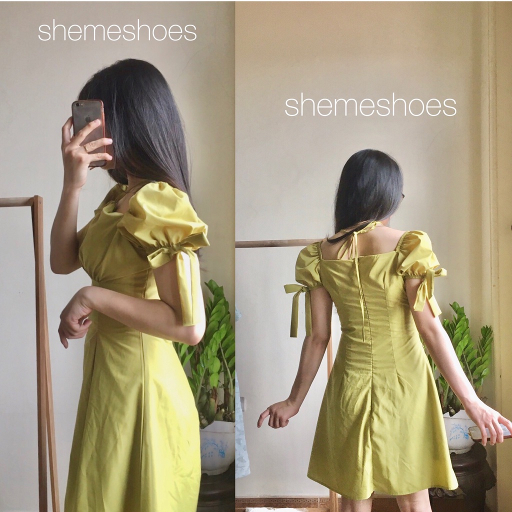 (SALE TẬN GỐC)_Green Dress_Đầm Nữ Thắt Yếm Váy Nữ Thắt Nơ Tay Hai Lớp Hang Quảng Châu Cực Đẹp (Ảnh thật ở cuối)