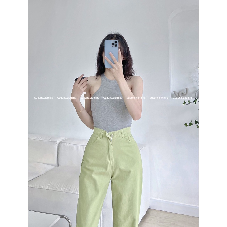 Quần jean bò ống rộng suông xuông nữ jeans cạp cao Emilyshop phong cách ulzzang