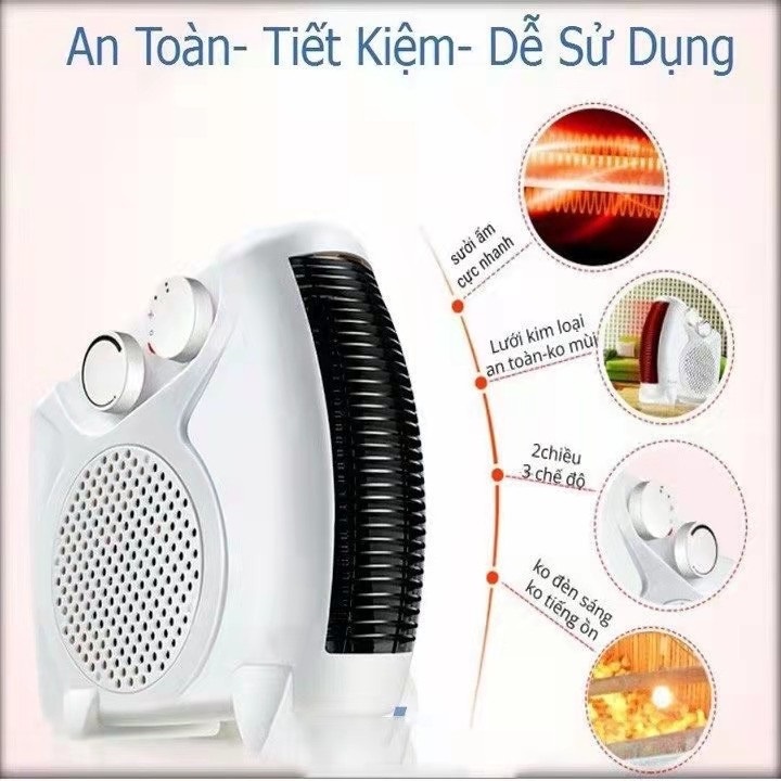 Quạt sưởi văn phòng, máy sưởi ấm cho trẻ 2 tốc độ, điều chỉnh nhiệt độ,an toàn, tiết kiệm điện