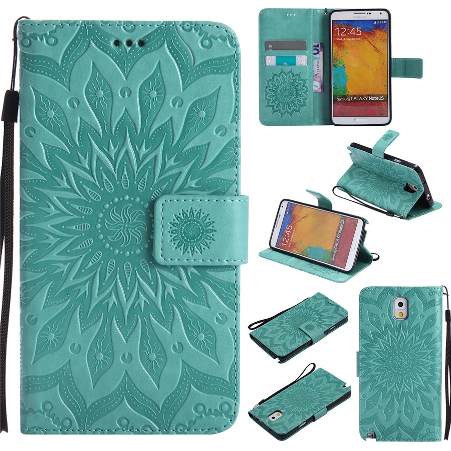 Bao da điện thoại dập họa tiết hoa mặt trời cho Samsung Note 3/Note 4/Note 5 | BigBuy360 - bigbuy360.vn