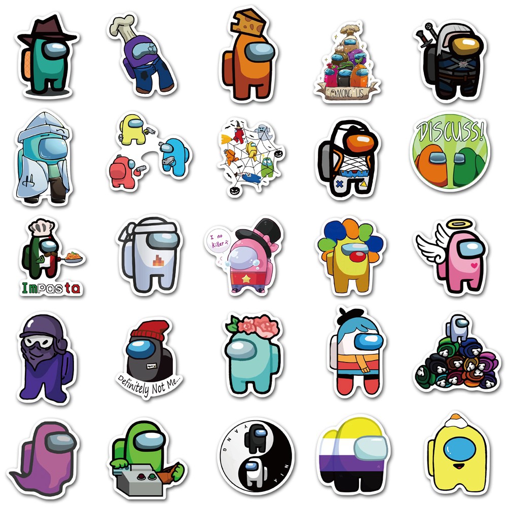 Bộ 50 cái nhãn dán trang trí chống nước hình game Among Us độc đáo | BigBuy360 - bigbuy360.vn