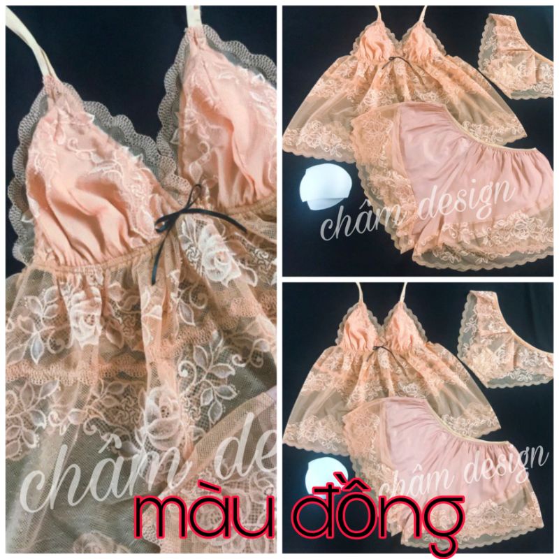 bộ 2 dây màu đồng hoạ tiết ren hoa dây siêu đẹp, hàng thiết kế độc quyền tại shop