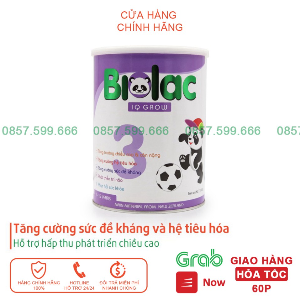 Sữa Biolac IQ GROW  ⚡️FREESHIP⚡️ Tăng cường sức đề kháng, phát triển chiều cao & cân nặng (hộp 900g)