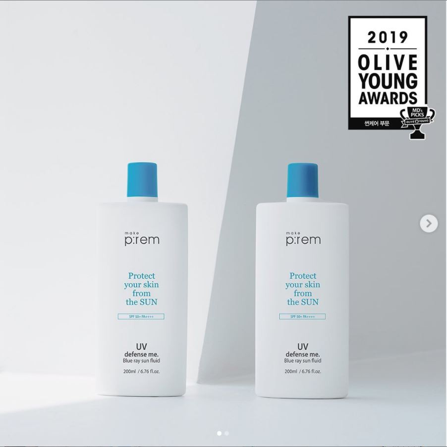 Kem chống nắng dạng sữa Make P:rem UV defense me. Blue Ray Sun Fluid 200ml | BigBuy360 - bigbuy360.vn