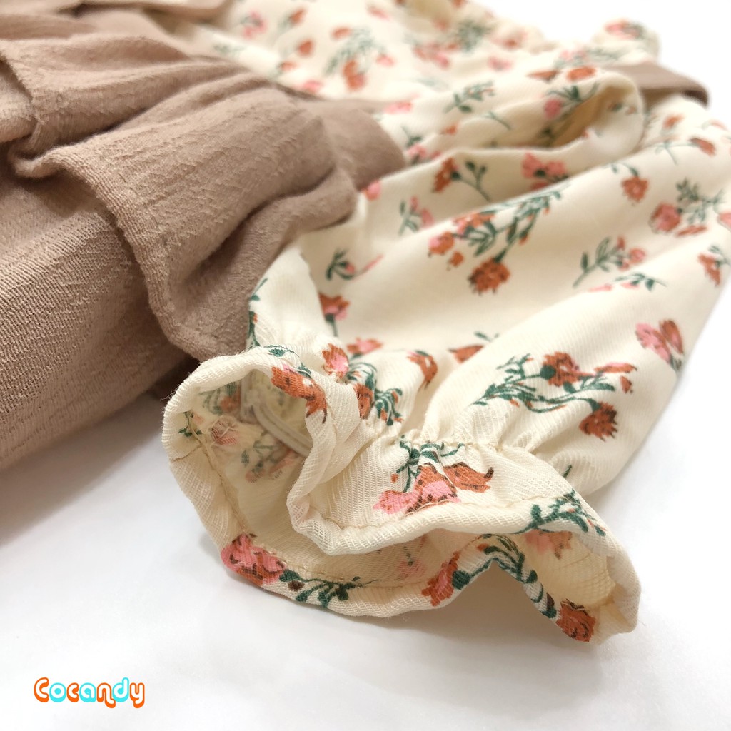 [Cocandy Official Store] Set áo hoa yếm tầng kèm turban cho bé từ sơ sinh đến 18kg