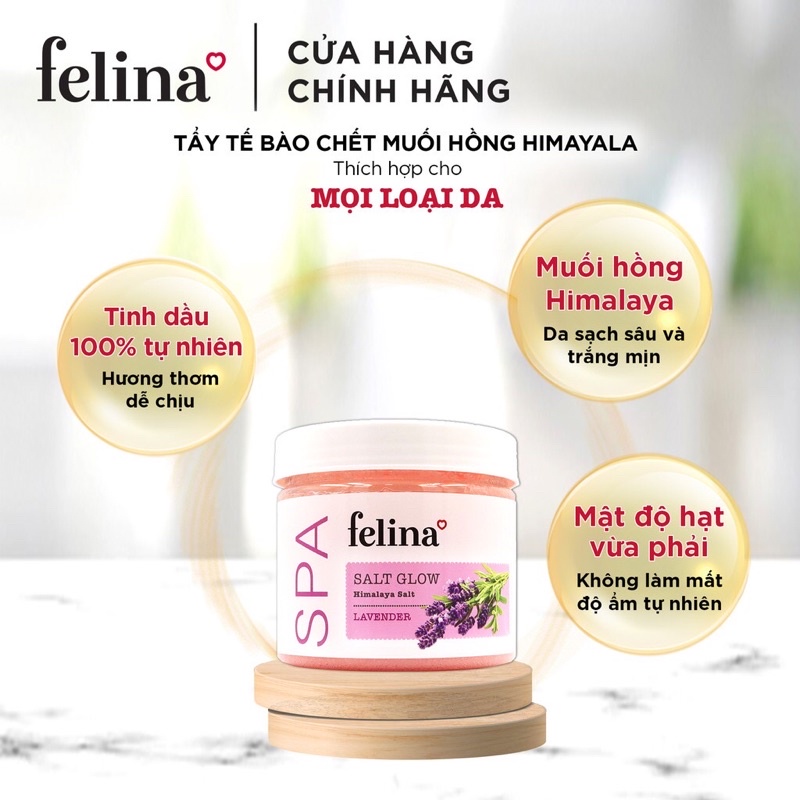 Tẩy tế bào chết Felina 500g- Muối hồng Himalaya