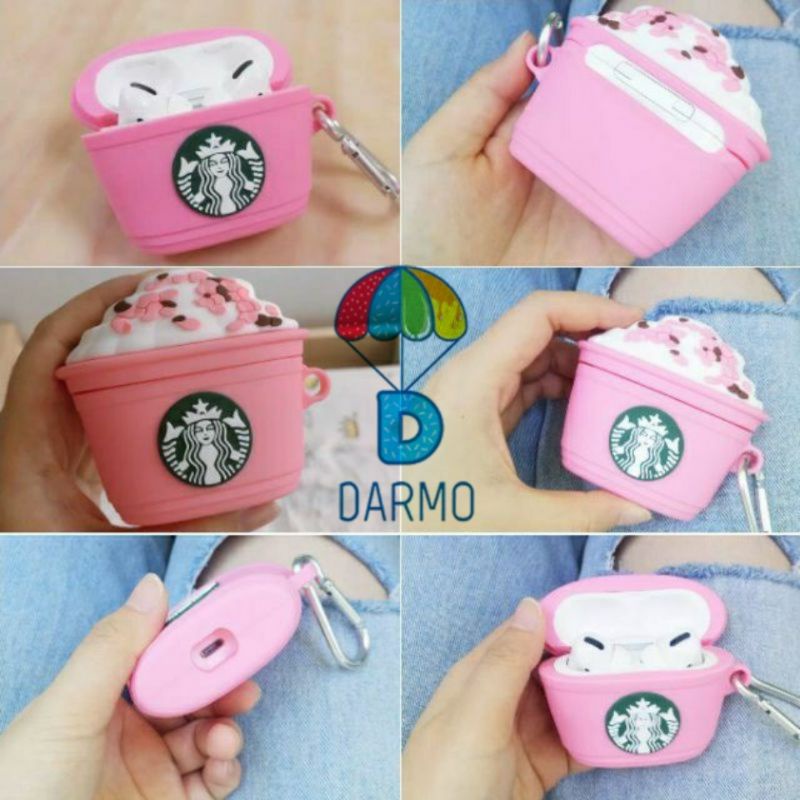 (Order 10 ngày) Case bảo vệ Airpods Pro/1/2 cốc cà phê starbucks frappuccino sakura mẫu 1