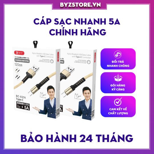 Cáp sạc nhanh 5A- BYZ Lighiting / Micro / Type-C