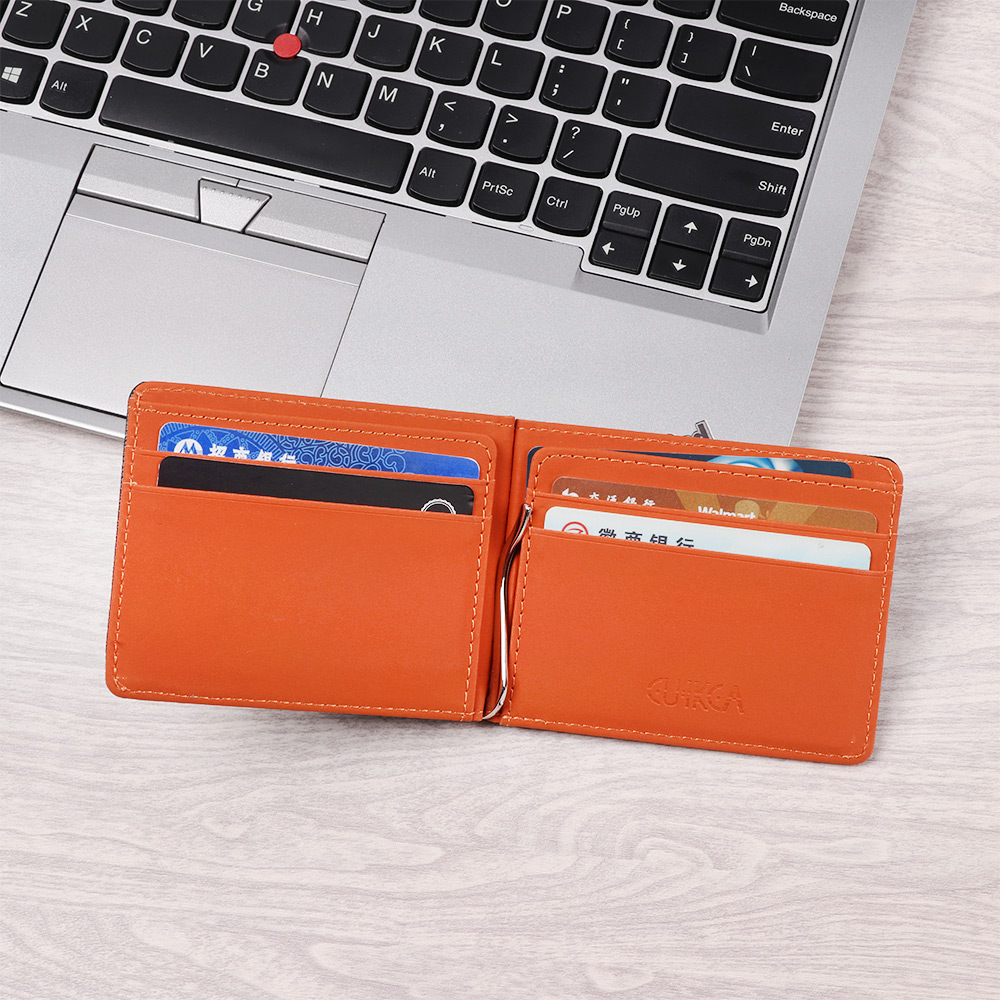 Ví đựng thẻ tín dụng thẻ ID kẹp tiền da PU mỏng gập đôi dáng ngắn phong cách công sở nhiều màu sắc tùy chọn dành cho nam
