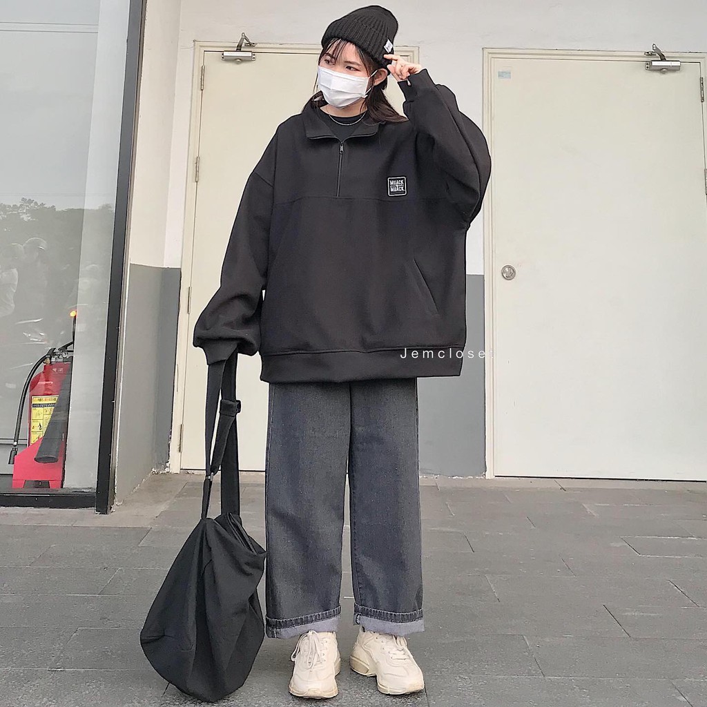 Áo Sweater nỉ form rộng Cổ Đứng MUACK-1795 ( Jem closet )