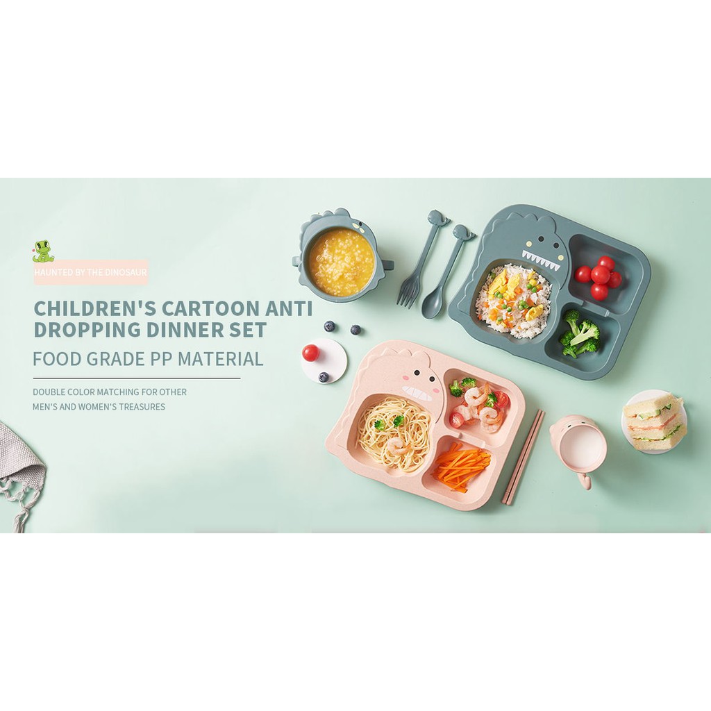 Bộ 6 Dụng Cụ Ăn Chống Rơi Họa Tiết Hoạt Hình Dễ Thương Cho Bé