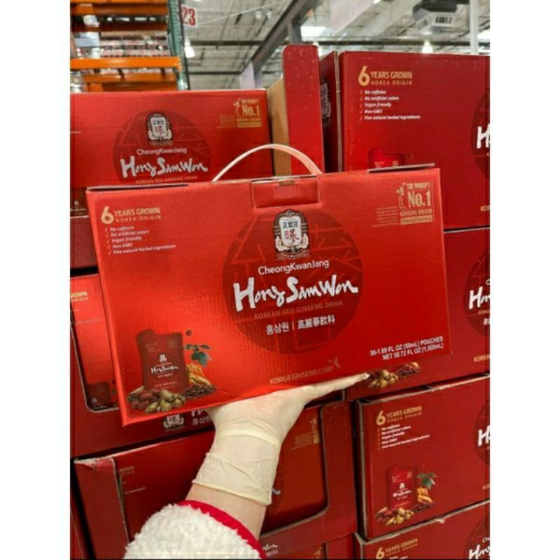 Thùng 30 gói Hồng sâm nước Hàn Quốc 6 năm tuổi Hong Sam Won Cheong Kwan Jang của Mỹ
