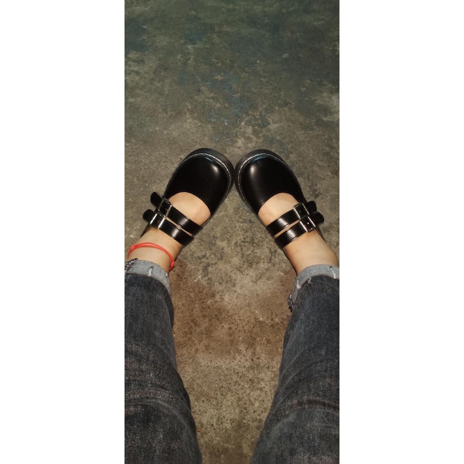 ulzzang Giày nữ ulzzang 2 quai da hàn quốc cao cấp đế vuông | BigBuy360 - bigbuy360.vn