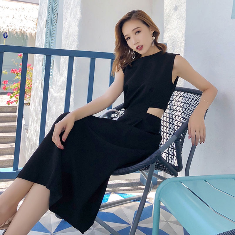 Đầm dài không tay ôm eo tùy chọn màu sắc thời trang quyến rũ cho nữ