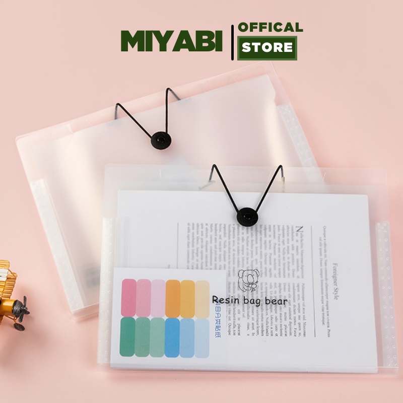 Túi đựng tài liệu nhiều ngăn văn phòng phẩm A4 cao cấp - nhựa pp - cặp đựng tài liệu khóa dây giá sỉ - MIYABI STORE