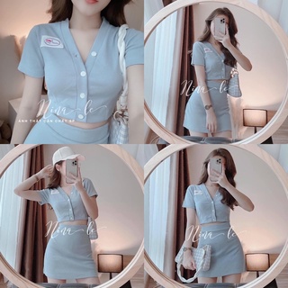 SET VÁY CHỮ A MÀU ĐEN THÊU BƯỚM- SET BỘ THỂ THAO CHÂN VÁY