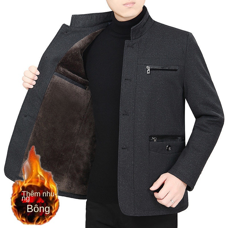 Quần áo nam giới trung niên và cao tuổi vào mùa thu đông, cùng với khoác nhung
