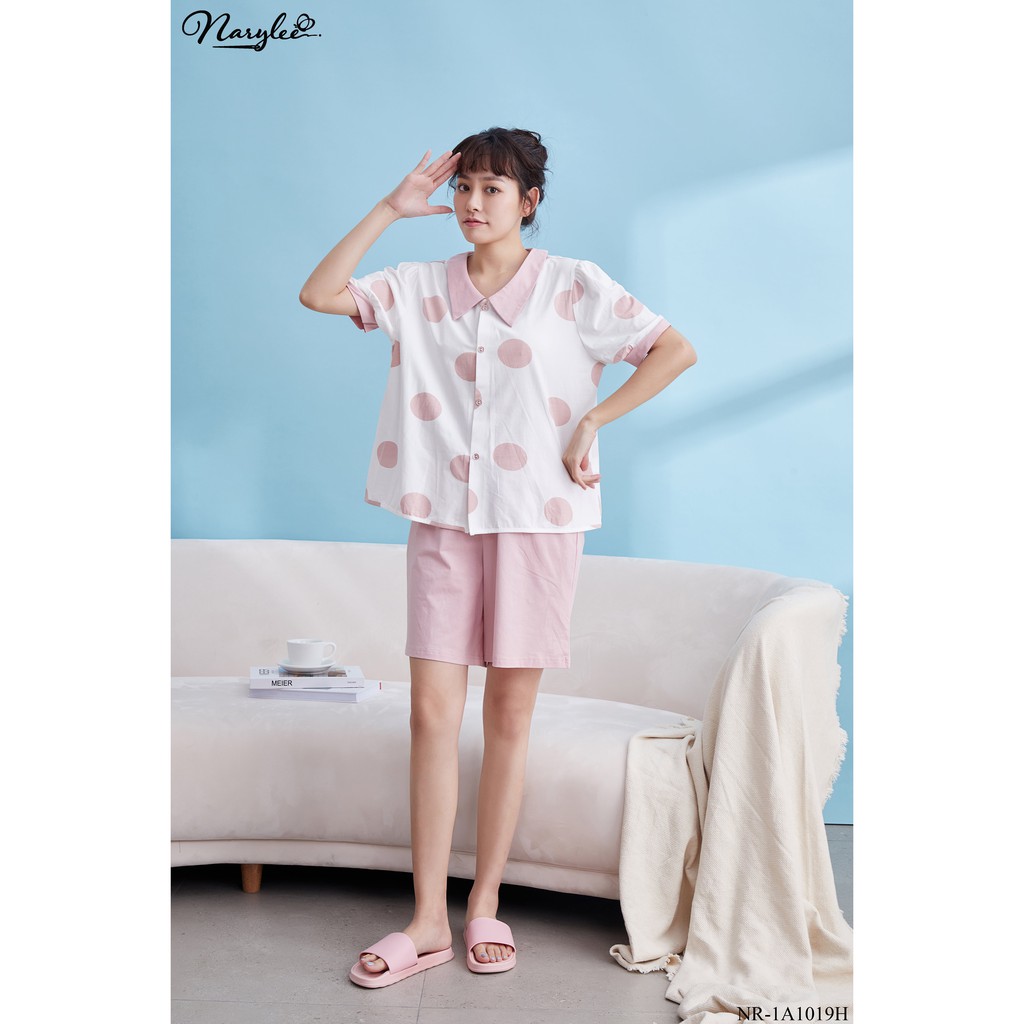 Bộ đồ mặc nhà áo cộc quần lửng 100% cotton cao cấp Narylee NR-1A1019