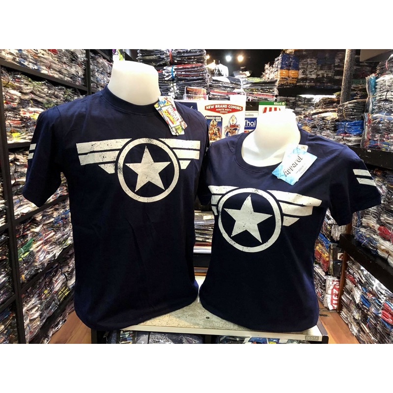 Marvel Comics - Áo thun Captain America sao xanh  - Unisex