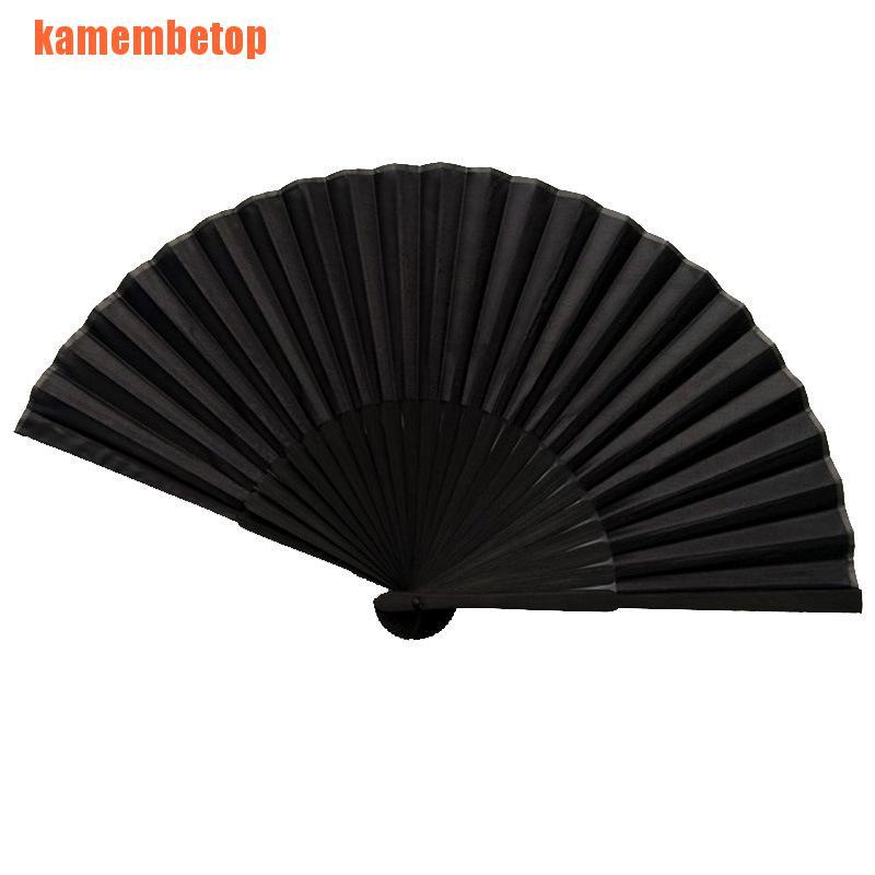Quạt Xếp Cầm Tay Màu Đen Phong Cách Trung Hoa Cổ Điển