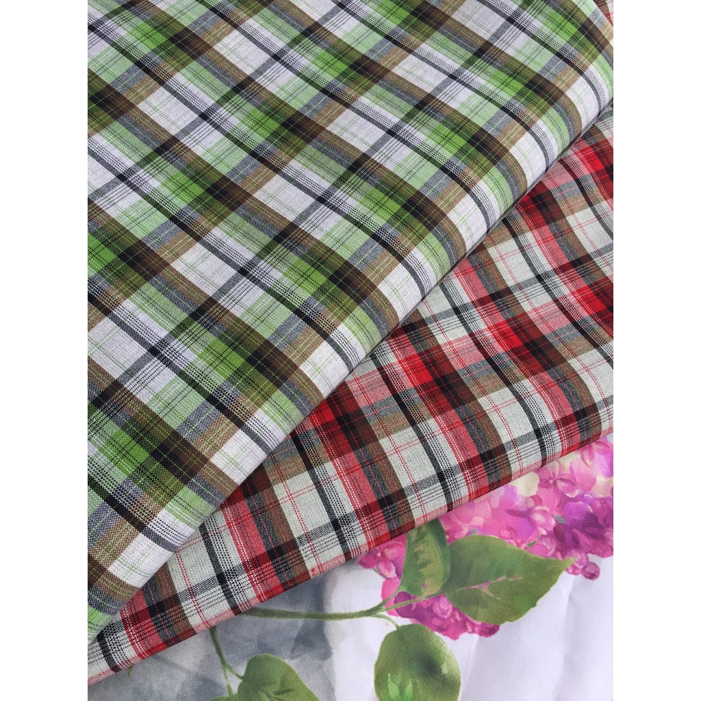 Vải tuytsi kẻ caro chất đanh đẹp, co giãn 2c