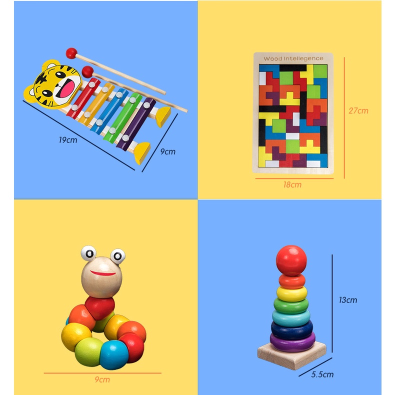 Bộ combo 8 loại đồ chơi gỗ phát triển trí tuệ cho bé, đồ chơi giáo dục sớm, giáo cụ Montessori