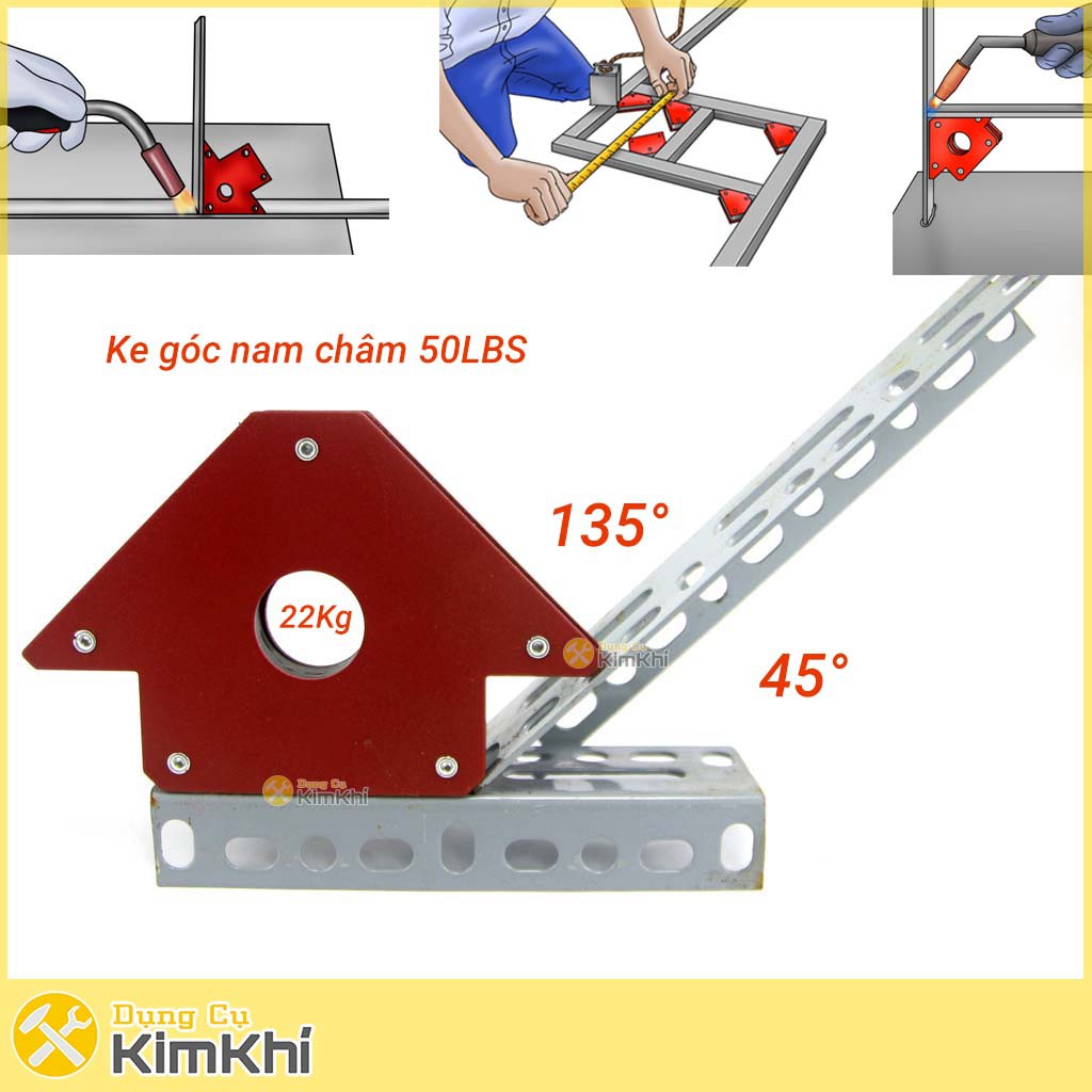 Ke góc nam châm 50LBS hàn góc 45°,90°,135° hút mạnh 22kg